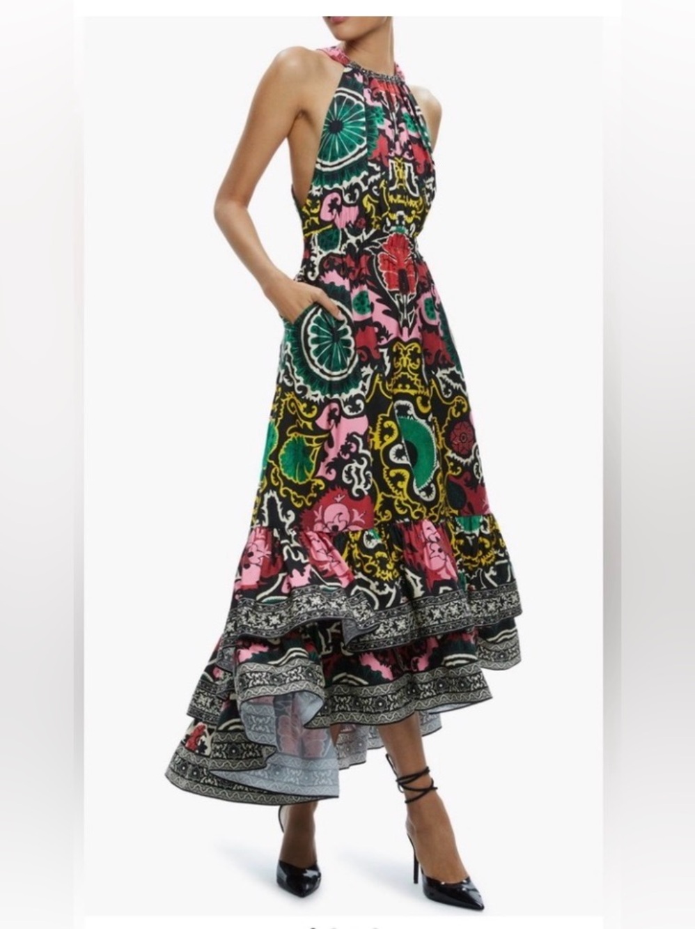 Alice + Olivia Loyce Twist-Back Ruffle Maxi Dress Size 2